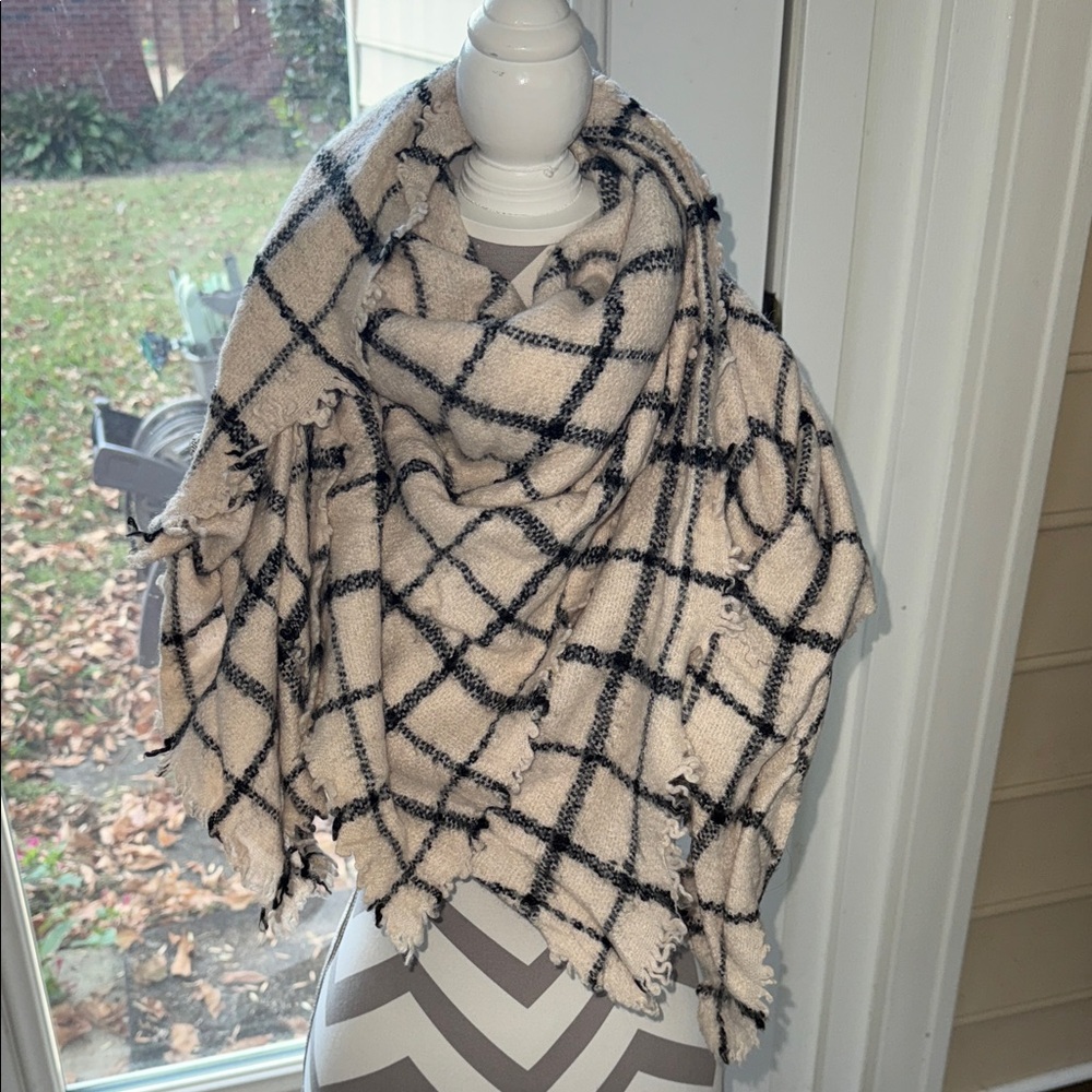 Plaid Fringe Scarf